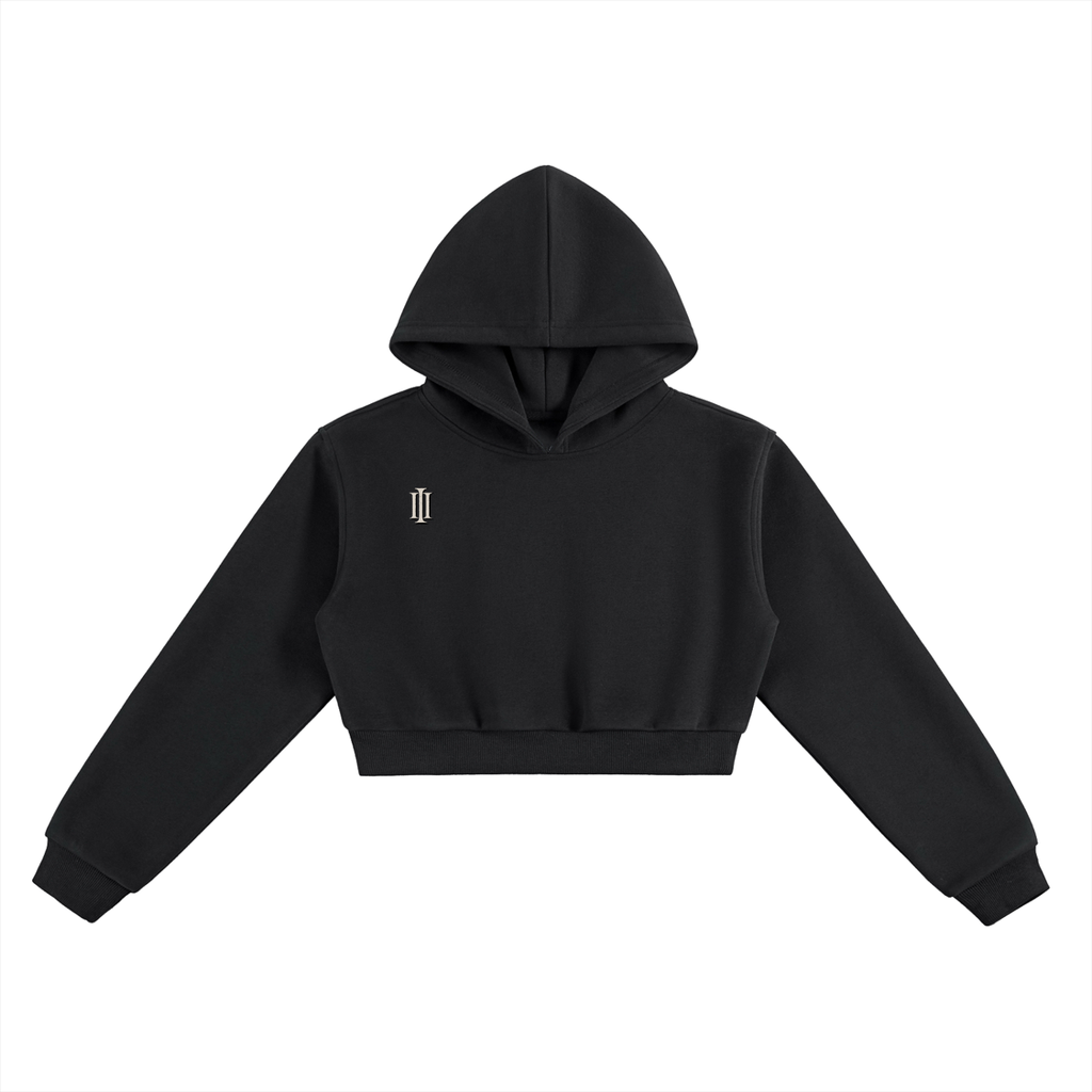 001 CROPPED CREST HOODIE (INK)