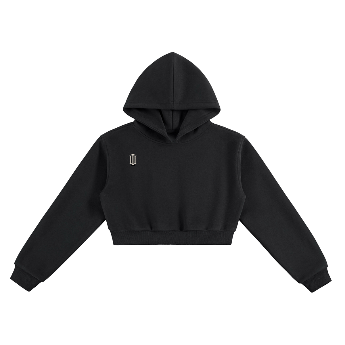 001 CROPPED CREST HOODIE (INK)