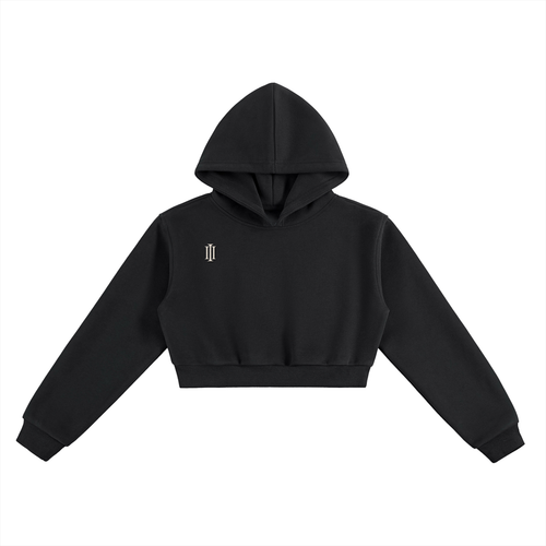 001 CROPPED CREST HOODIE (INK)