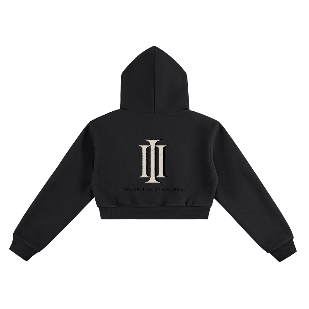 001 CROPPED CREST HOODIE (INK)