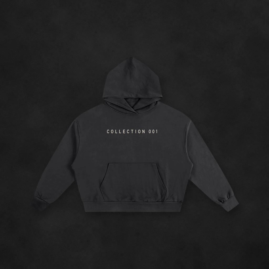 001 REGISTRY HOODIE (INK) — on concrete