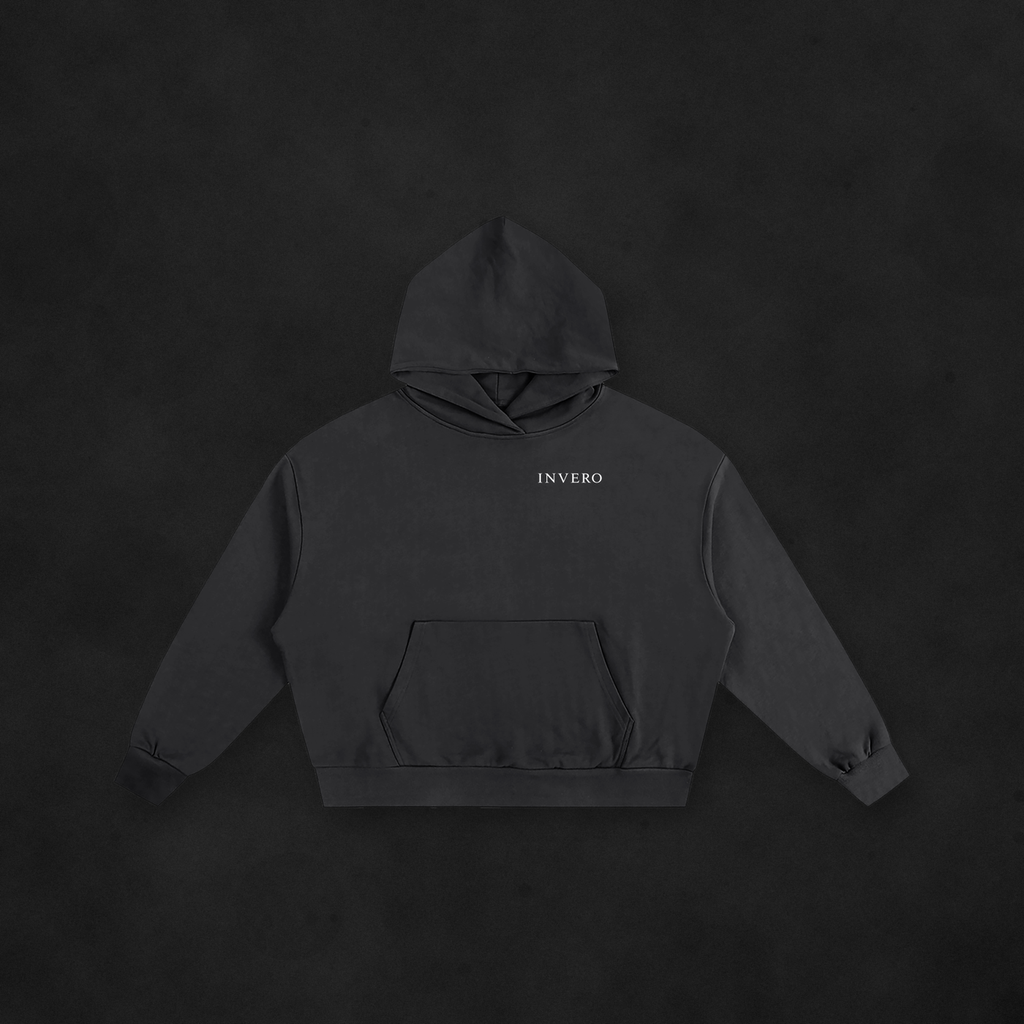001 SIGNATURE HOODIE (INK) — on concrete